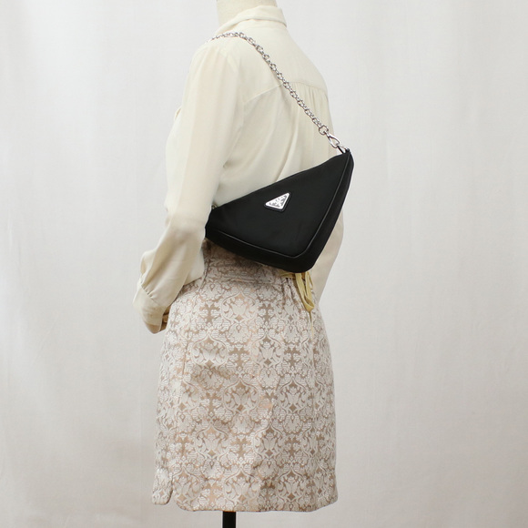 Prada Diagonal Shoulder Bag Triangle Logo Nero Black - Picture 6 of 6